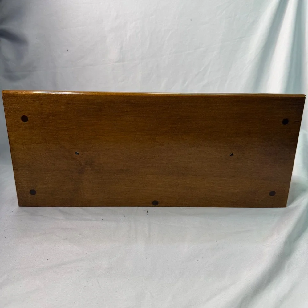 Vintage Solid Wood Wall Shelf Scalloped Floating Display Brown Farmhouse 16.5in